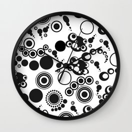 Mid Century Modern Circular Patterns in Black and White Wall Clock