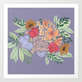 Vintage Bouquet- Purple Art Print