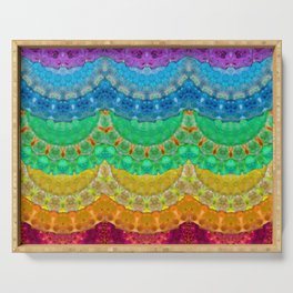 Colorful Chakra Mandala 4 by Sharon Cummings Serving Tray