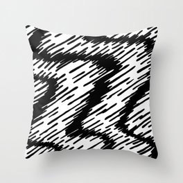 Black and White swirls pattern, Line abstract splatter Digital Illustration Background Throw Pillow