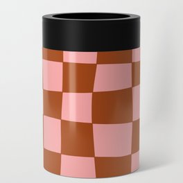 Hand Drawn Checkerboard Pattern (burnt orange/pink) Can Cooler