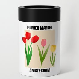 Retro Tulip Flower Market Amsterdam Can Cooler