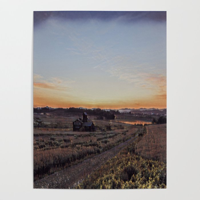 Countryside at sunset Poster