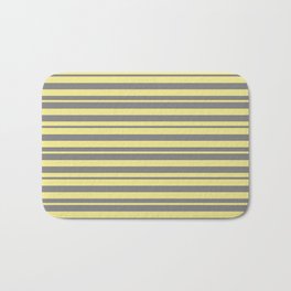 [ Thumbnail: Tan & Gray Colored Lines/Stripes Pattern Bath Mat ]