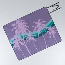 Purple Retro Minimalistic Vintage Palm Tree Design  Picnic Blanket