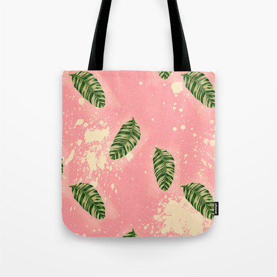 Botanical Leaves Of Pink Tote Bag