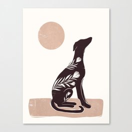Greyhound linocut style illustration Canvas Print