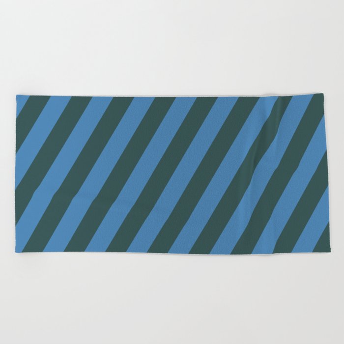 Dark Slate Gray and Blue Colored Striped/Lined Pattern Beach Towel
