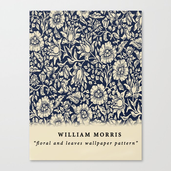 Modern William Morris Blue Floral Pattern  Canvas Print