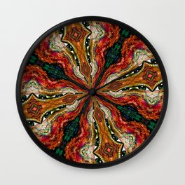 Red, Green And Gold Swirl Pattern Wall Clock | Digital, Abstract, Pattern 