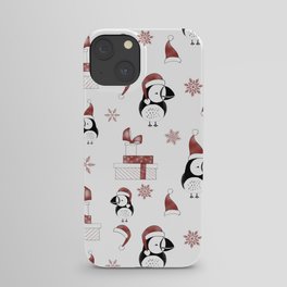 Holiday puffins red iPhone Case