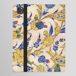 Queen Elizabeth II with Vintage Gold Floral Tapestry iPad Folio Case