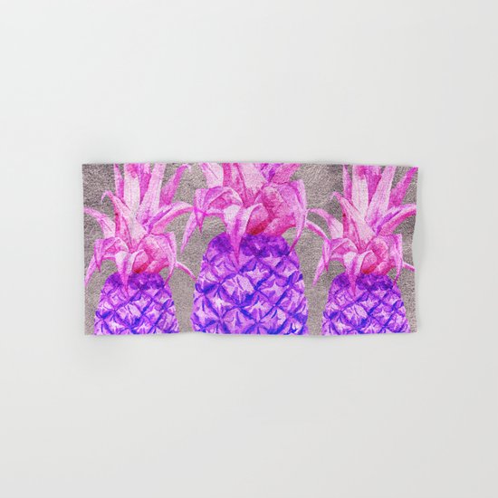 Pineapple on silver Hand & Bath Towel