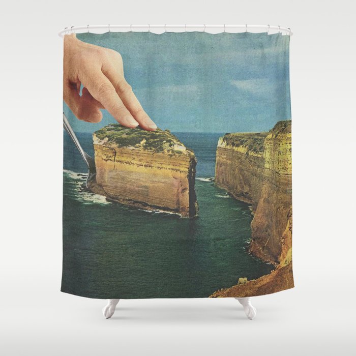 Serving up cake by the seaside II - Cake slice Shower Curtain
