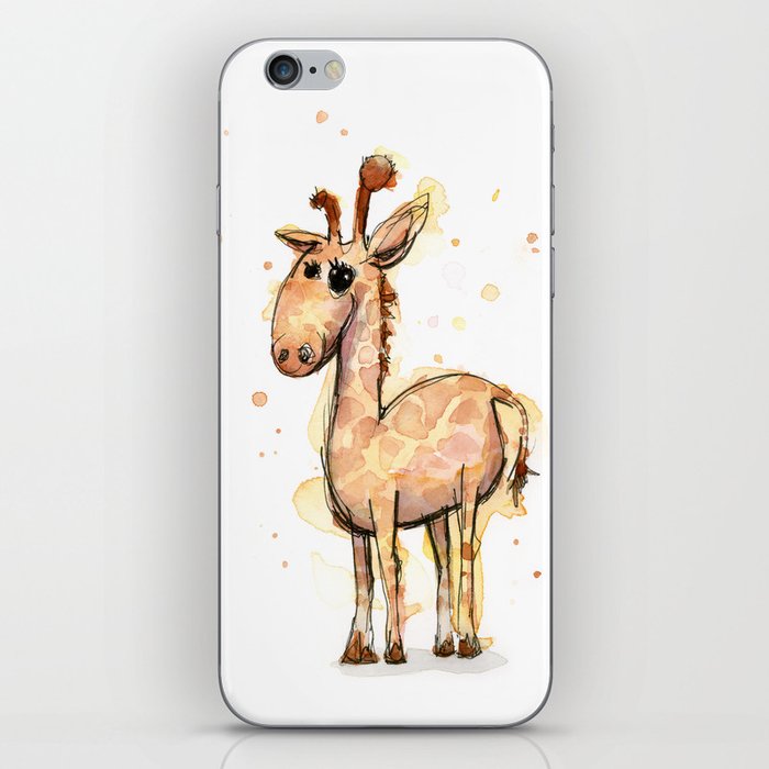 Giraffe Funny Watercolor Painting  iPhone Skin