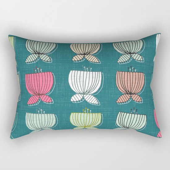 flower cups teal Rectangular Pillow