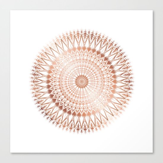 Rose Gold White Mandala Canvas Print