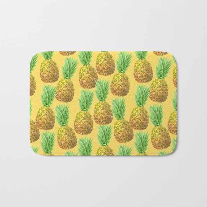 Pineapple watercolor pattern Bath Mat