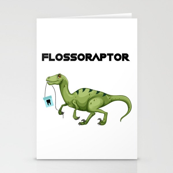 Floss Flossoraptor Hygiene Dental Funny -Dentist Gift Stationery Cards