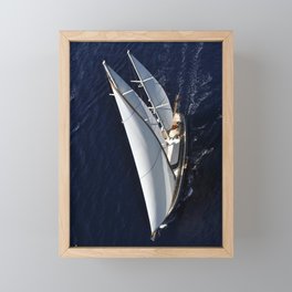 aerial photograph of luxury sailboat Framed Mini Art Print