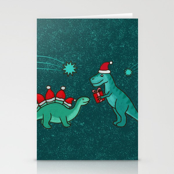 Cute Christmas Dinosaurs Dinos Dinosaur Stationery Cards