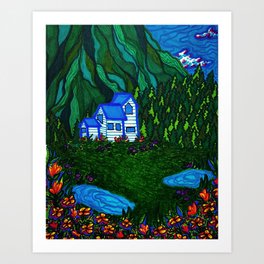 Mountain Cottage Art Print