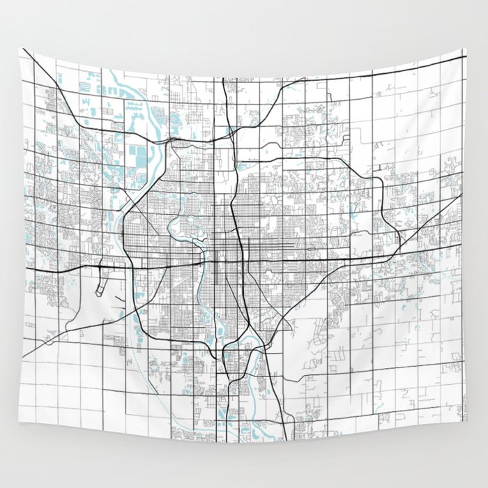 Wichita City Map of Kansas, USA - Circle Wall Tapestry
