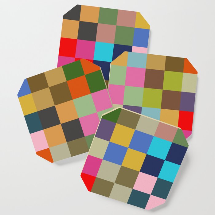 Colorful Checkerboard Coaster