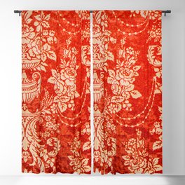 Red Flower Pattern Blackout Curtain