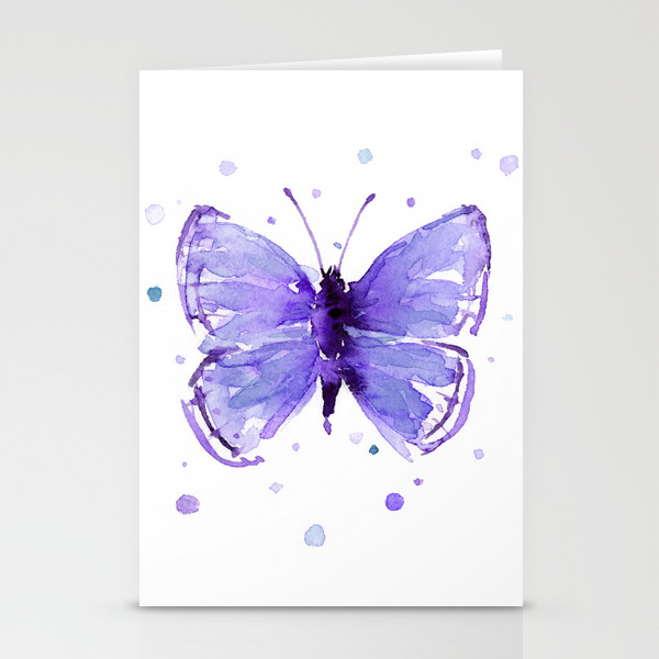 Butterfly Painting Purple Violet Abstract Butterfly Stationery