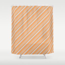 [ Thumbnail: Light Gray and Brown Colored Lines Pattern Shower Curtain ]