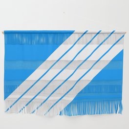 Classic Striped Retro Stripes in Blue and White Color Wall Hanging