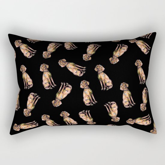 Dog Pattern 1 on Black Rectangular Pillow