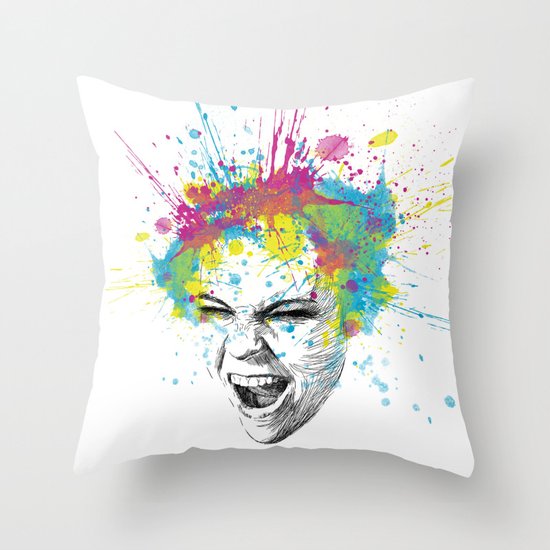 Crazy Colorful Scream Throw Pillow