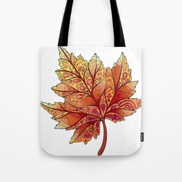 Red Leaf Mandala Tote Bag