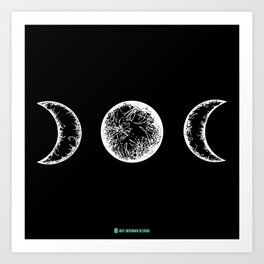 Triple Scribble Moon Art Print