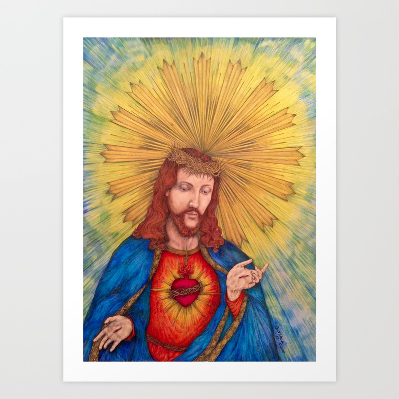 Sacred Heart Of Jesus Christ Drawing Art Print By Kentchua Society6