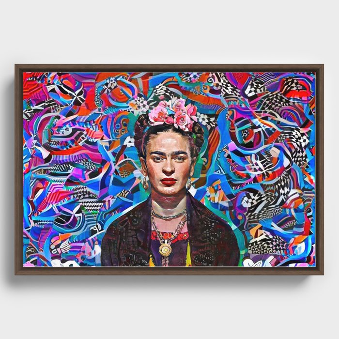 Op Art Swirls Frida Framed Canvas