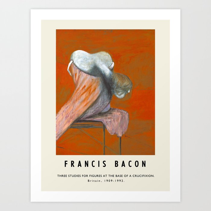 Poster-Francis Bacon-Three Studies for at Base of Crucifixion 2. Art Print by White Sheet |