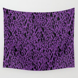 Neon Purple and Black Leopard Print Pattern Wall Tapestry