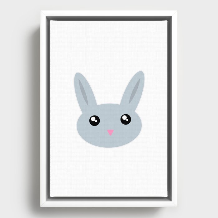 Cute Cute  Bunny - Pink Framed Canvas