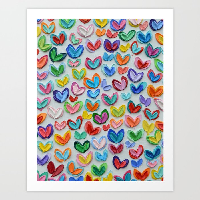 Happy Confetti Hearts Art Print