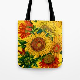 Glorious Sunflowers on Yellow Tote Bag