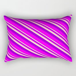 [ Thumbnail: Tan, Dark Violet & Fuchsia Colored Lines Pattern Rectangular Pillow ]