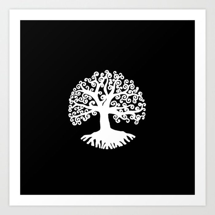 Black And White Abstract Tree Of Life Ii Art Print By Vikkart