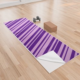 [ Thumbnail: Plum and Indigo Colored Lines/Stripes Pattern Yoga Towel ]