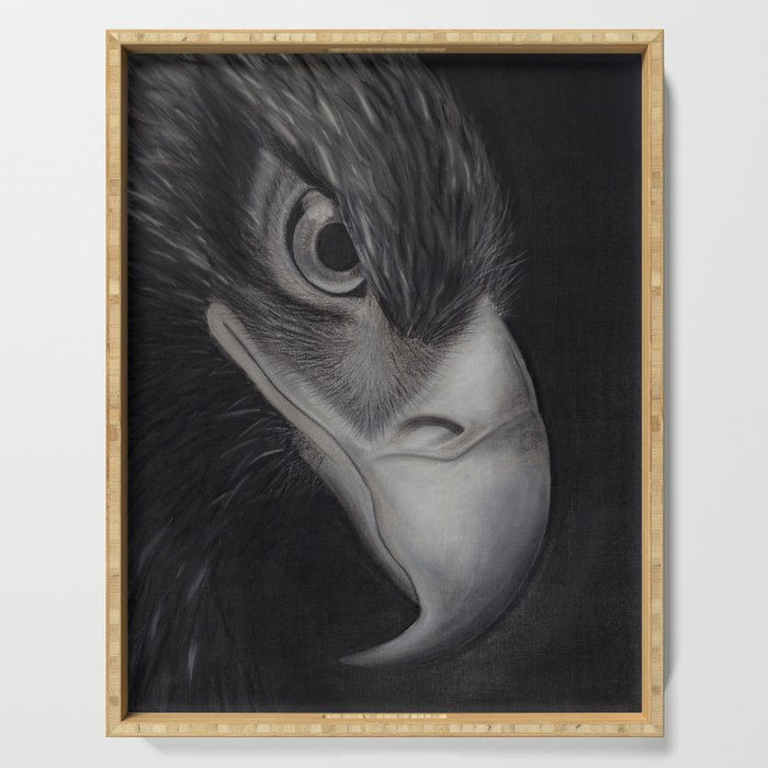 'GAZE' - Wedge Tail Eagle, original artwork in Charcoal & Pastel Serving Tray
