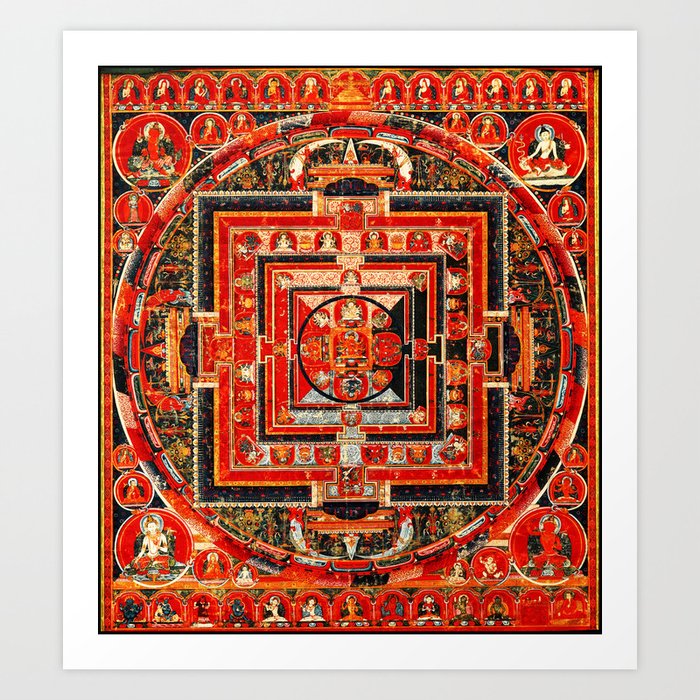 Mandala Manjushri Bodhisattva Transcendent Wisdom Art Print