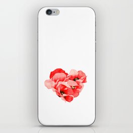 Heart red poppy love print iPhone Skin