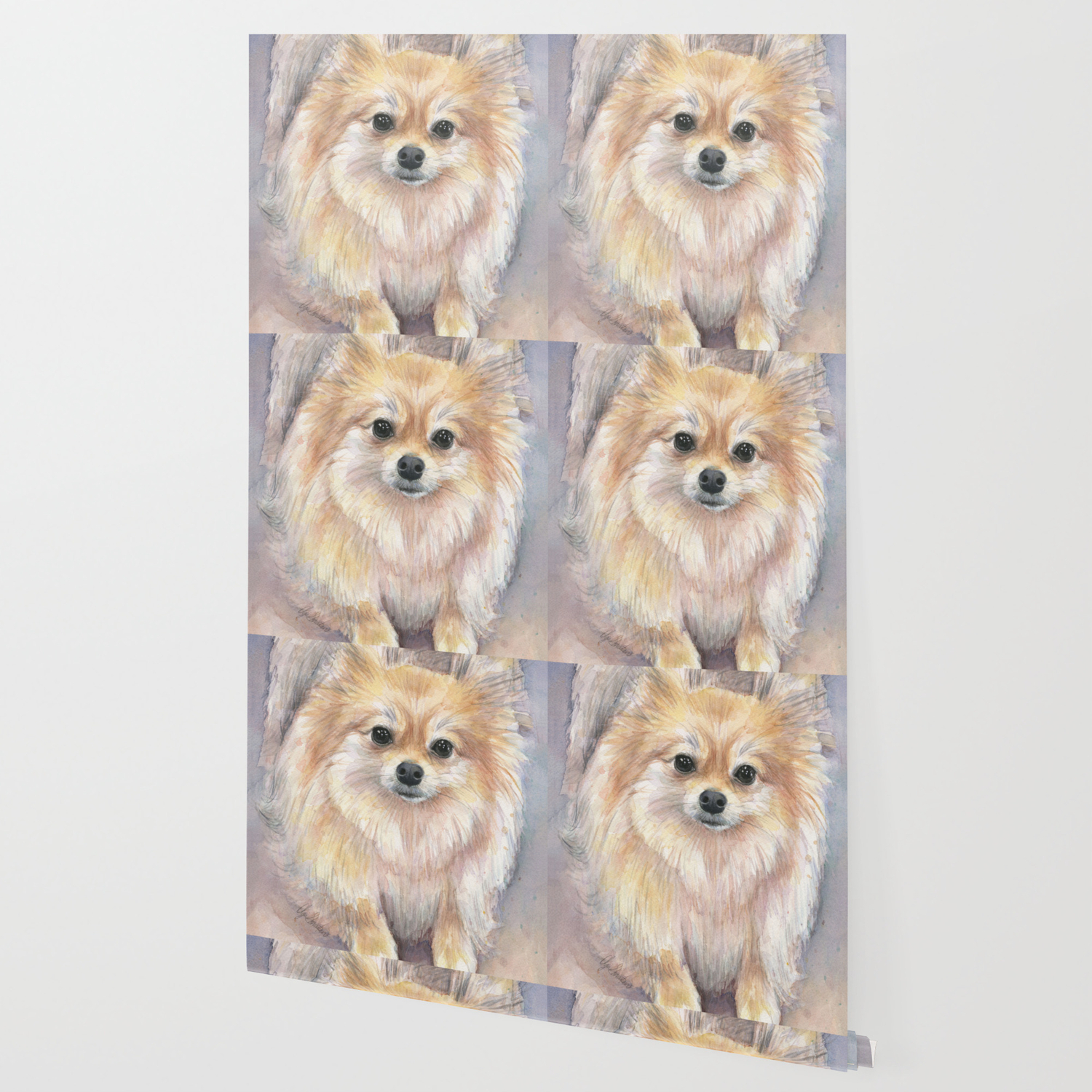 Pomeranian Watercolor Pom Puppy Dog Painting Wallpaper By Olechka